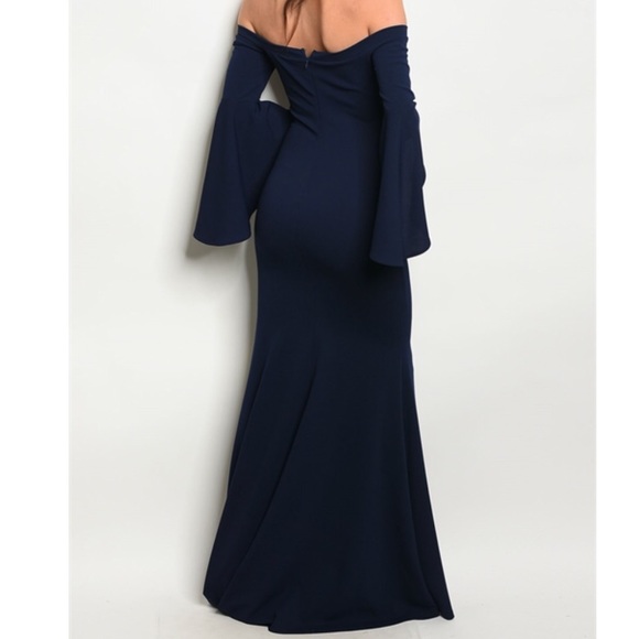 Navy Thigh Slit Gown - Picture 4 of 4